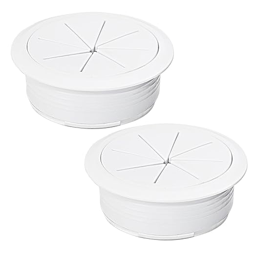 2 Pcs Desk Grommet 2" / 50 mm, Desk Hole Cover for Cables White, Cable Grommet ABS Plastic, Desk Hole Grommet for Home & Office Pc, Detachable Cable Cord Organizer