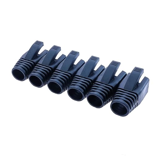 100Pack RJ45 Boot Cover, Cat5 Cat6 Cat6A Ethernet Network Cable Strain Relief Boot, Fits Overall Jacket Diameter 5.5-6.5MM Ethernet Cable (Hole Diameter: 6.5mm, Black)