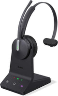 Yealink WH64 DECT & Bluetooth Mono UC Zoom Wireless Headset, 606 ft Range Single Ear Work Headphones with 3X Noise Cancelling Mic, 26H Talk Time, Ringer, Office Headsets for Desk Phone, PC,Cellphone