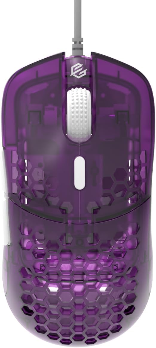 G-Wolves Hati HTM/HT-M Medium 56g Ultra Lightweight Honeycomb Wired Gaming Mouse, PixArt 3389 Sensor 16000 DPI, 6 Programmable Buttons, Low Latency, for PC/Mac (Violet)