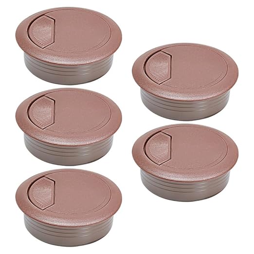 5 Pcs Desk Grommet 2" / 50 mm, Desk Cord Hole Cover, Cable Grommet ABS Plastic, Desk Hole Grommet for Home & Office Pc, Detachable Adjustable Cable Cord Organizer-Reddish Brown