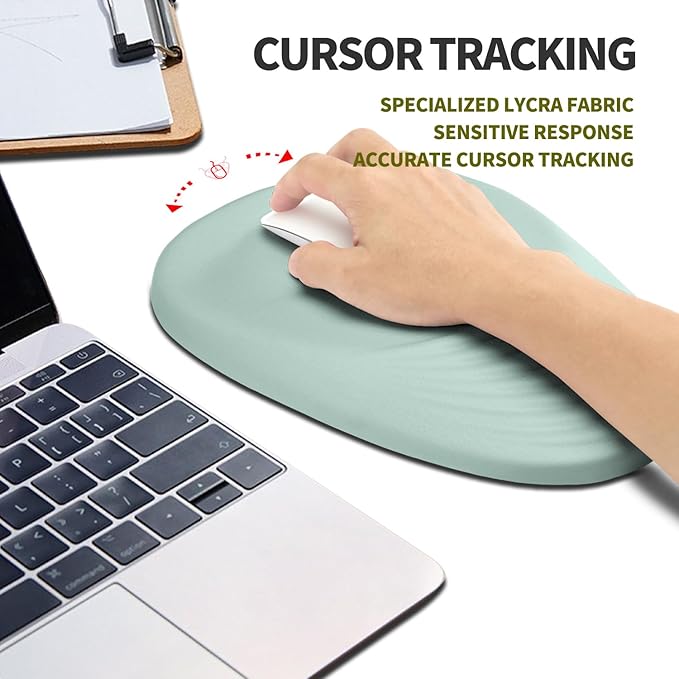 Hokafenle Ergonomic Mouse Pad Wrist Support, Terraced Slope Carpal Tunnel Wrist Pad for Mouse with Unibody Memory Foam, Wrist Rest Pain Relief Mousepad (Light Cyan, 11.8x7.9 in)