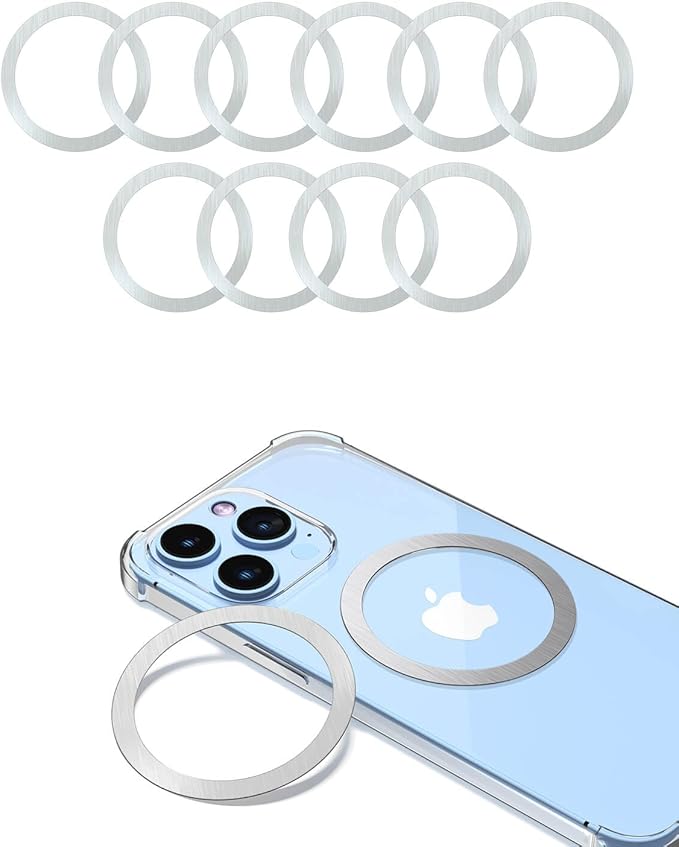 for Magsafe Sticker Magnet - 10 PCS, Ultra-Thin(0.4mm), Compatible with iPhone 15 Pro Max,15 Pro,15/14/13/12 Series,mag Safe Charger, for Apple Wallet Magsafe - Silver