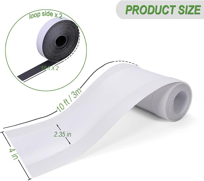 Floor Cable Covers - 10ft Oxford Fabric Cord Protector with Adhesive Hook & Loop,Waterproof Wire Storage Sleeve for Any Floor Surface,Durable Cable Management to Prevent Tripping Hazards (White, 10ft)