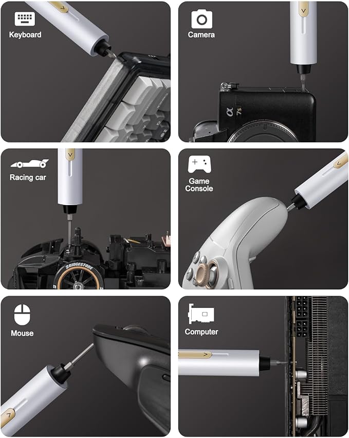 Fanttik E2 Ultra Mini Electric Screwdriver, Cordless Screwdriver, Max 0.6N.m, 50 Magnetic Bits, 5/32'' Hex, Magnetic Storage, Repair Tool for Electronics, Camera, Laptop, and PC Build (White)