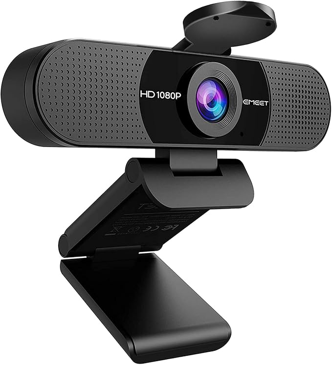 EMEET 1080P Webcam with Microphone, C960 Web Camera, 2 Mics Streaming Webcam, 90°FOV Computer Camera, Plug and Play USB Web Cam for Online Calling/Conferencing, Zoom/Teams/Facetime/YouTube, Laptop/PC