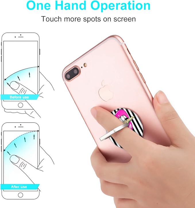 Bonoma Phone Ring Stand, 3 Pack Lips 360 Degree Rotation Finger Grip Stand Holder Compatible with Smartphones and Tablets