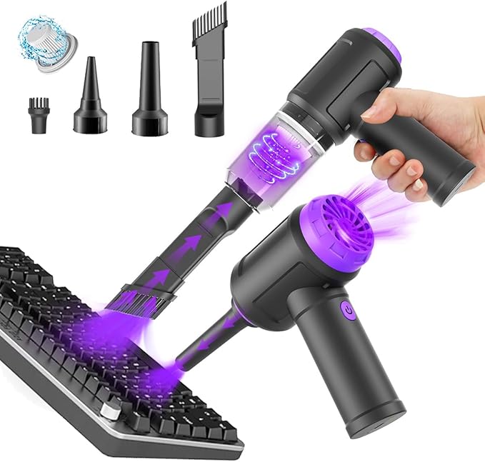 14500 Pa Computer Vacuum Cleaner Mini & 110000RPM Compressed Air Duster for Keyboard Cleaning Cordless Canned Air Powerful Energy Efficient