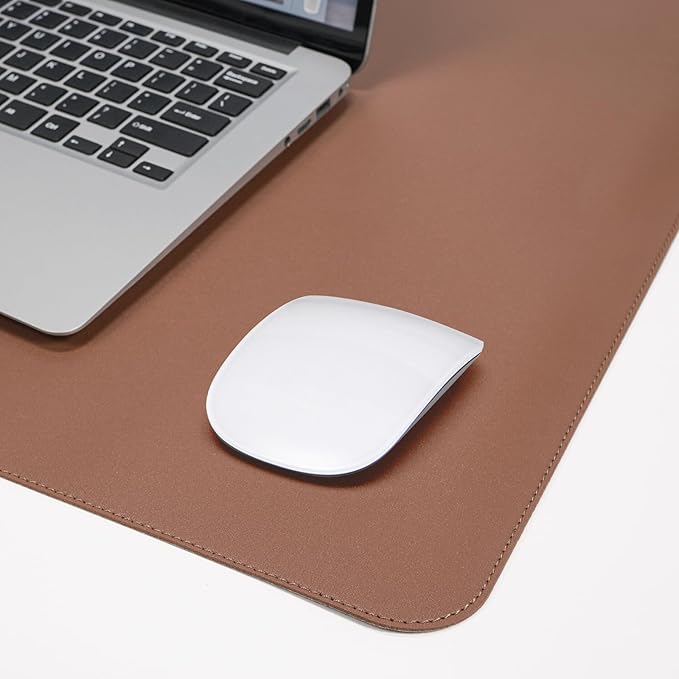 Leather Desk pad Protector, Large Desk mat with Natural Cork & PU Leather,Mouse pad,Non-Slip Office Desk Mat,Waterproof Desk Writing Pad for Office and Home (47in*23.7in, Brown)