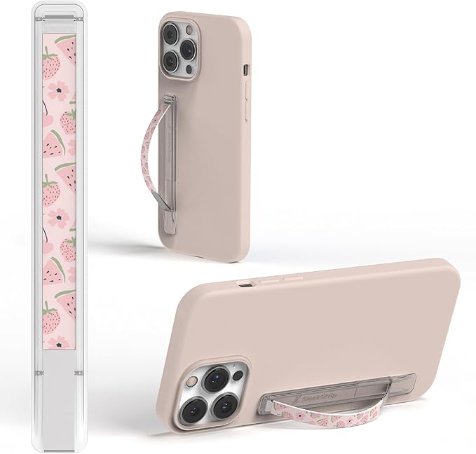 Phone Grip, Ultra Thin Cell Phone Grips Finger Holder Kickstand for Back of Phone, Loopy Case Swappable for Smartphones Wireless Chargers Car Mounts - SleekGrip Essential