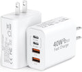 40W USB C Charger Block for iPhone 17/17 Pro/17 Pro Max/Air/16/16 Pro/16 Pro Max/16 Plus/15/15 Pro Max/14 13 12 11 Pro Max XS XR X, 4-Port PD+QC Multiport Power Adapter Type C Fast Charging Brick Cube