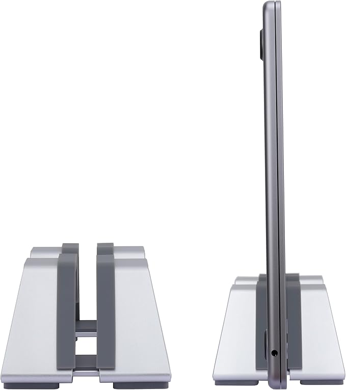 Adjustable Vertical Laptop Stand - Aluminum, Universal Fit for All Laptops (10-30mm Thickness) - Fashion Design, Adjustable Width, Anti-Slip & Scratch-Resistant, Patented Design