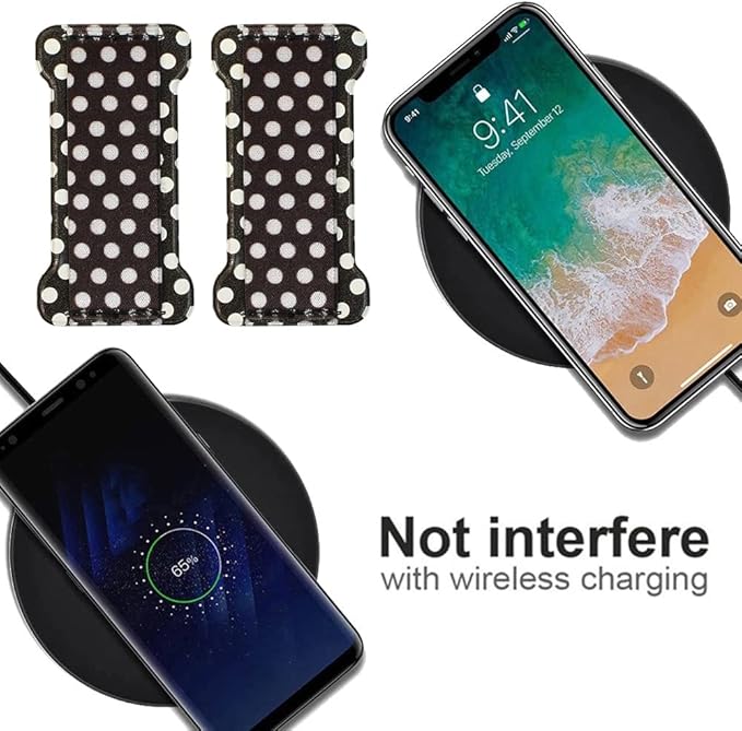 Finger Strap Phone Holder,Cell Phone Finger Grip Strap Holder for Hand, Ultra Thin Anti-Slip Universal Cell Phone Grips Band Holder for Back of Phone - 2Pack(Dot Black)