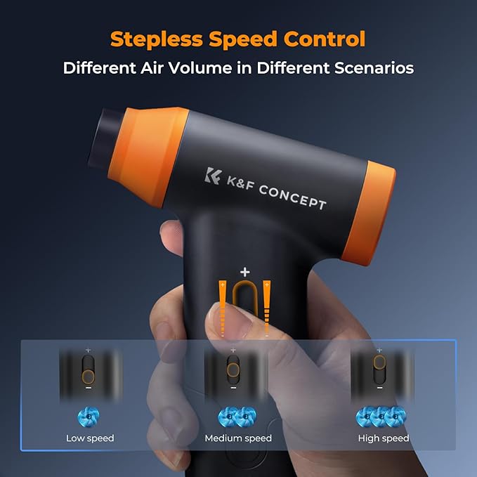 K&F CONCEPT Blower & Suction 2 in 1 Compressed Air Duster, with LED Light,150000RPM Electric Air Duster, 3 Gear Adjustable&Portable, Dust Blower for Computer, Keyboard, House, Outdoor and Car