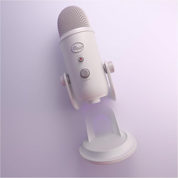 Logitech Creators Blue Yeti USB Microphone for Gaming, Streaming, Podcast, YouTube, Discord, PC, Studio Sound, Plug & Play-White Mist