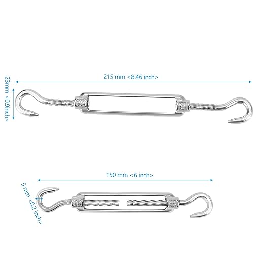13 Pack M6 Turnbuckle Hook & Hook Turnbuckles, 304 Stainless Steel Turnbuckle, Heavy Duty Turnbuckle for Wire Rope Tension