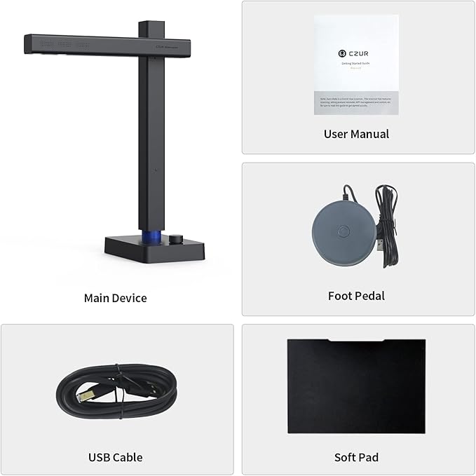 CZUR Shine800 Pro Portable Document Scanner, 8MP Document Camera, OCR Multi-Language Recognition, USB Doc Camera for Live Demo, Web Conferencing, Remote Teaching, for Mac OS&Windows