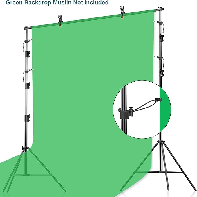 FUDESY Photo Video Studio 10 x 10Ft Heavy Duty Adjustable Backdrop Stand,Background Support System for Photography with Carry Bag, 6 Pcs Clip Clamps