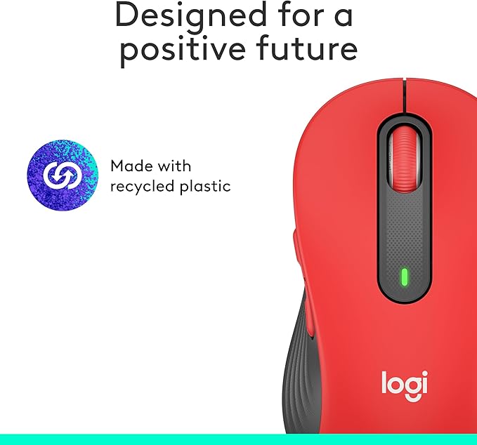 Logitech Wireless Mouse Signature M650 L Full Size - Large Hands, 2-Year Battery, Silent Clicks, Customizable Buttons, Bluetooth, PC/Mac/Chromebook - Classic Red, Right-Handed, Large