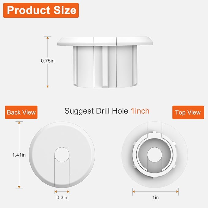 Wall Bushing Grommet for Starlink Dishy Router Ethernet adapter Cable, Starlink Cable Routing Kit Feed-Through for 1 inch Wall Hole and Furnitures Wire Hole (White, 1 Pack)