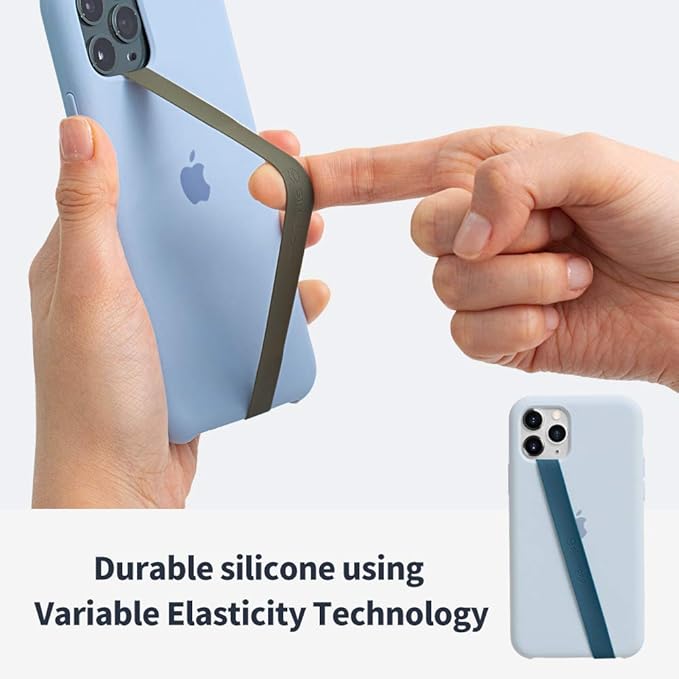 Sinjimoru Stretchable Silicone Phone Strap, Flexible and Elastic Grip Holder for iPhone & Android, Secure Phone Loops Finger Grip with Wireless Charging Support Sinji Loop Lavender