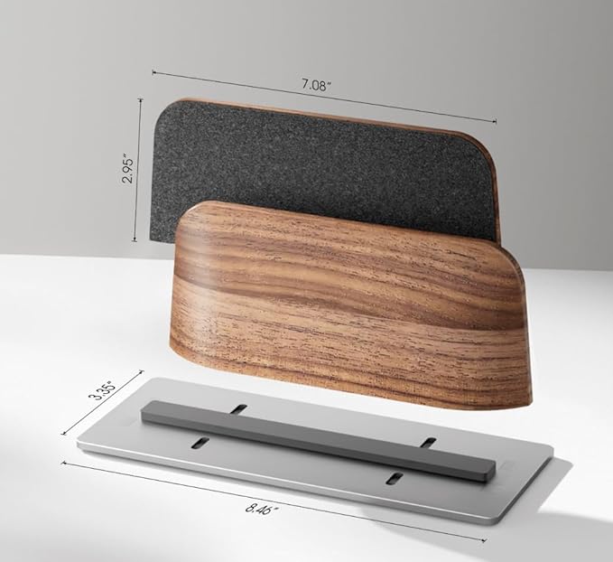 UPERGO Vertical Laptop Stand for Desk, Laptop Holder to Dock MacBook, MacBook Pro and Other Laptops, Black Walnut Wood