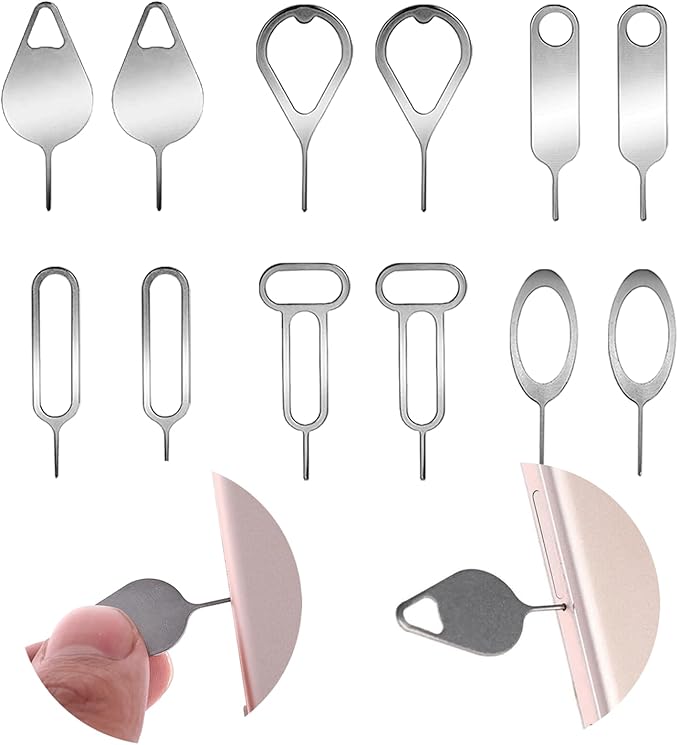 12PCS SIM Card Removal Openning Tools, Needle Opener Ejector, SIM Card Tray Eject Pins Compatible with All iPhone Apple iPad Samsung Galaxy HTC Smartphone Tablets.