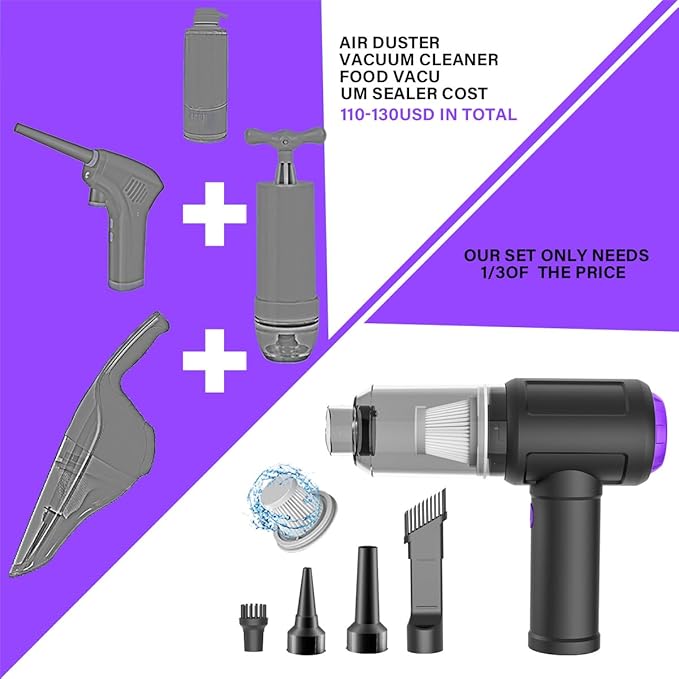 14500 Pa Computer Vacuum Cleaner Mini & 110000RPM Compressed Air Duster for Keyboard Cleaning Cordless Canned Air Powerful Energy Efficient
