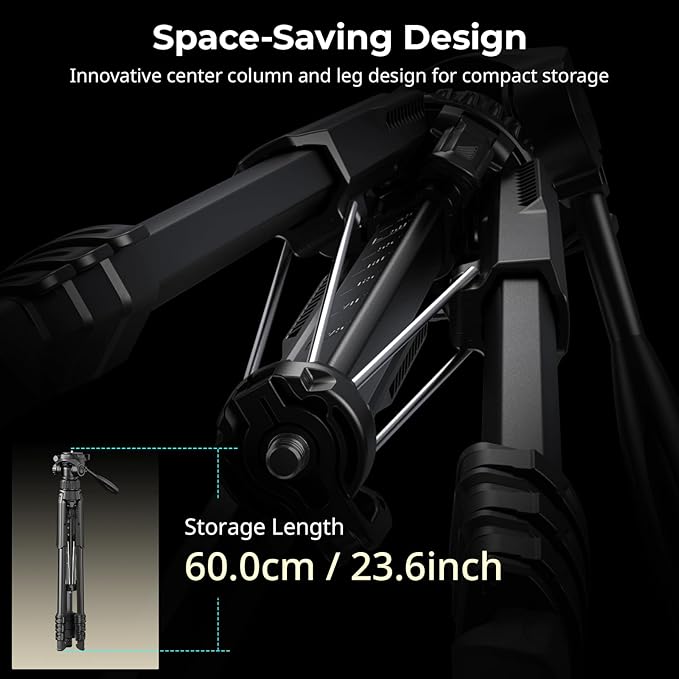 SmallRig 71" Camera Tripod Stand AP-21, Travel Tripod for iPhone, Camera and Smartphone Live Streaming Vlog, Portable Photo Tripods with Quick-Flip Lock Legs, Max Load 11lb