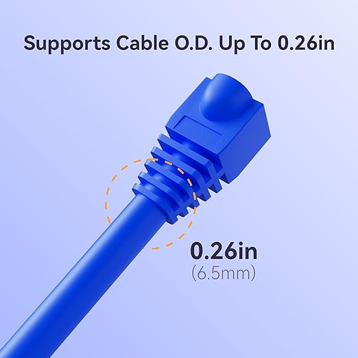 CableGeeker 100-Pack Cat6 / Cat5e RJ45 Strain Relief Boots, RJ45 Boot, Cat 6 Boot, Cat6 Ethernet Boots, Suitable for 6.5mm(0.26in) Ethernet Cables (Round-Press Black)