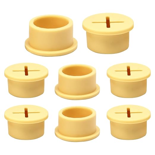 Desk Grommet, 3/4 in 20 mm Silicone Rubber Grommets, Yellow Desk Hole Cover for Cables, Flexible Wall Cord Pass Through Grommet for Office Table Computer Home Furniture Wire Organizer-8 Pcs