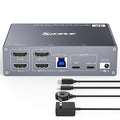 USB C HDMI KVM Switch for 1 Desktop+1 Laptop, Dual Monitor KVM Switch 4K@60Hz Support PD with USB C Cable, Wired Controller and Power Adapter