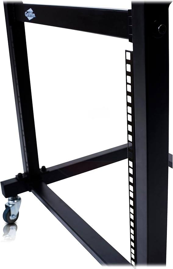 GRIFFIN 19U Rack Mount Rolling Stand (StudioZ PROSteel Series) & Adjustable Mixer Platform Rails – Cart Holder for Audio Music Recording Cabinet – Stage Equipment DJ Gear Storage Case for Amplifier
