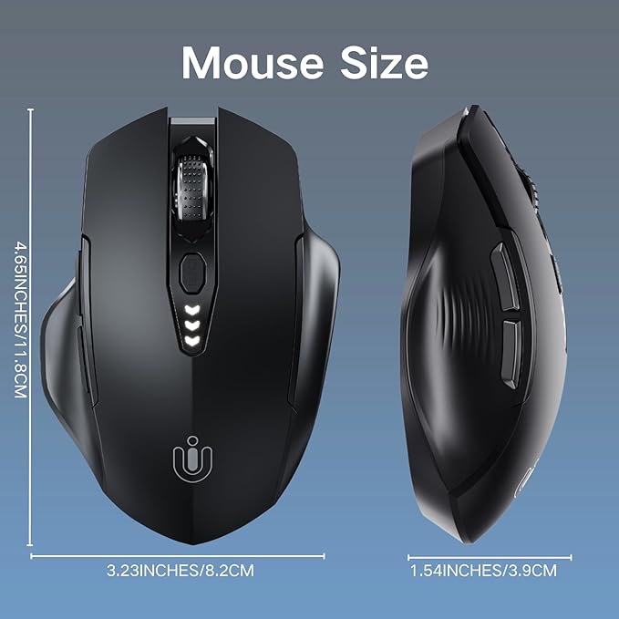 Wireless Mouse,Upgraded 2.4GHz Rechargeable (Battery Level Visible) Ergonomic Computer Mouse,4 Levels DPI, Wireless Mice for Laptop Computer(Matte Black)
