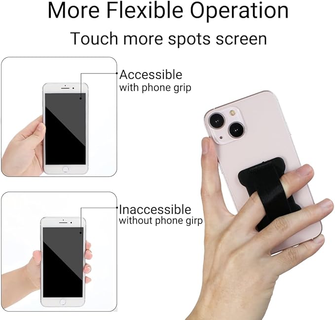 Universal Phone Grip for Smartphones - Phone Holder for Hand for Back of Phone - Wireless Charging Compatible (Black Purple) 2PC