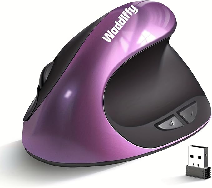 Ergonomic Mouse Wireless, Vertical Mouse Right Handed Small Mouse with 6 Buttons 1000/1200/1600 for Laptop,Desktop,PC, MacBook（Purple AA）