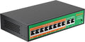 8 Port PoE Switch, 8 PoE+ 100Mbps Ethernet Port & 2 Gigabit Uplink, 120W, Support IEEE802.3af/at, Extend Function, Fanless, Unmanaged Plug and Play Network Switch