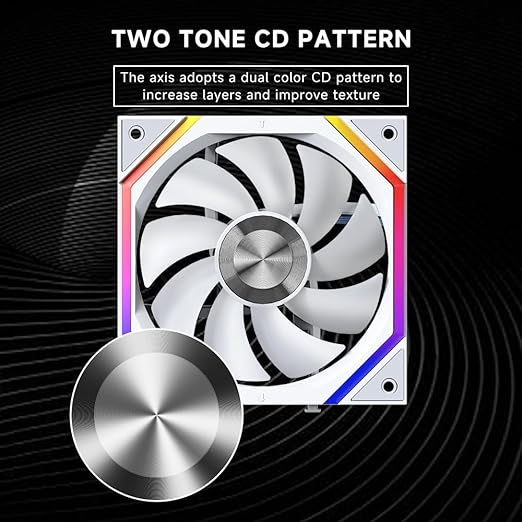 Jungle Leopard Galaxy 120mm PC Case Fan, ARGB and PWM Cooling Fans PC, Axle Core Double Ring CD Pattern Module Computer Fans, Daisy-Chain 5V RGB Fan (White 3 Pack)