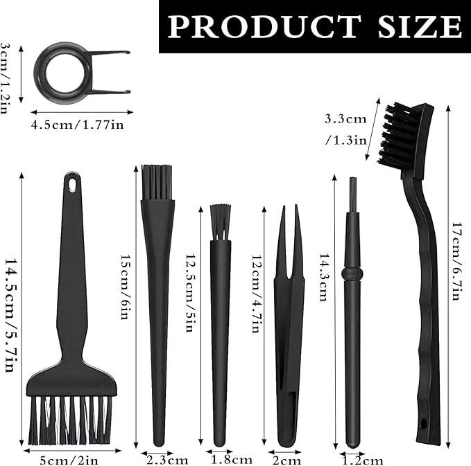 8 PCS Keyboard Cleaning Brushes Kit, Small Portable Anti Static Electronic Dust Cleaning Brush for Computer PC Keyboard Laptop Motherboard Camera Small Space(Black, Set of 8)