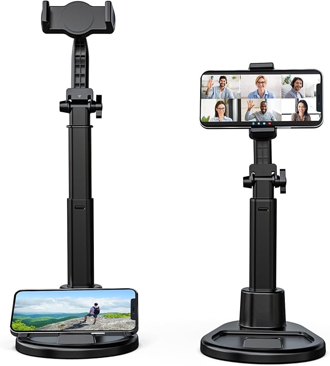 Phone Stand for Desk, Height Adjustable Cell Phone Holder for iPhone, 360 Degree Rotatable Office Phone Stand for Video Recording,Live Streaming,Compatible with All 4.7-7in Smartphones (T13-2)