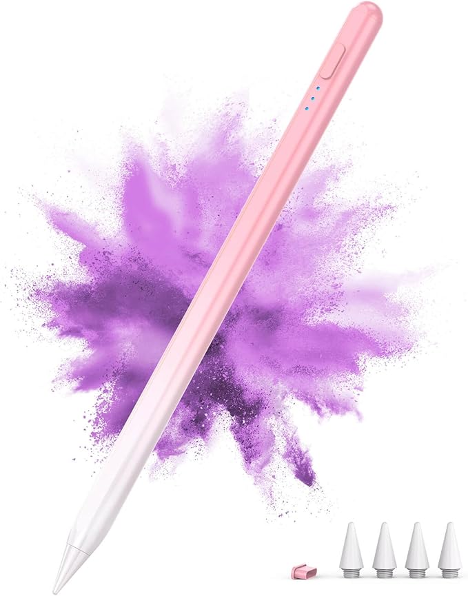 Stylus Pen for iPad 2018-2025, 15Mins Fast Charge for Apple Pencil, Palm Rejection, Compatible with iPad 10/9/8/7/6, iPad Pro 12.9"/11"/13" M4, iPad mini 6/5, iPad Air 5/4/3/11"-13" M2