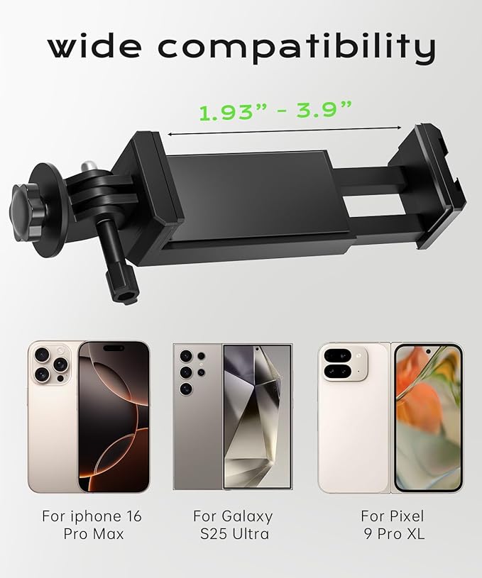 Cell Phone Fence Mount Shade - All-in-One Mounting Kit for iPhone, GoPro, Samsung, Mevo Start, Insta360 and Action Cameras, Ideal for Recording Baseball, Football, Tennis Games