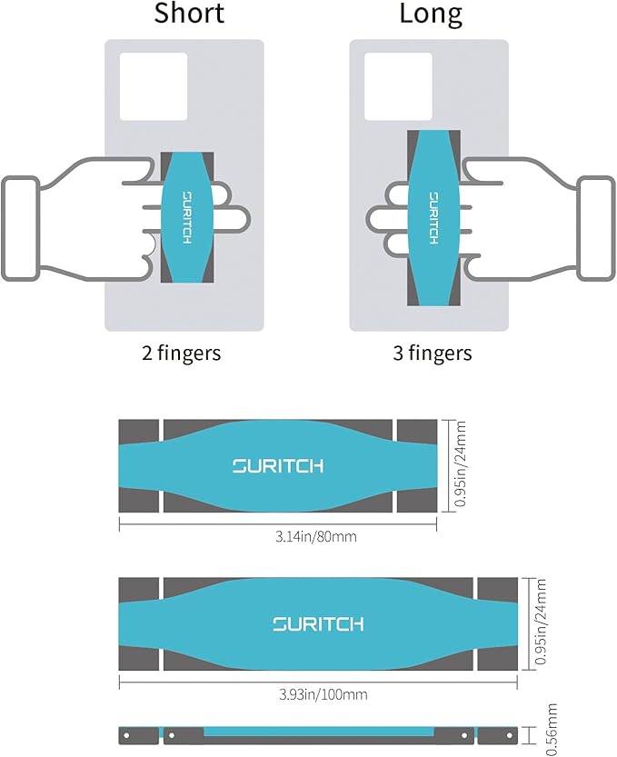 SURITCH Phone Grip Strap Finger Loop Holder for Back of Phone, 2-in-1 Soft Silicone Gripper Kickstand for iPhone Samsung and Most Cell Phone Cases, 3.15" Blue