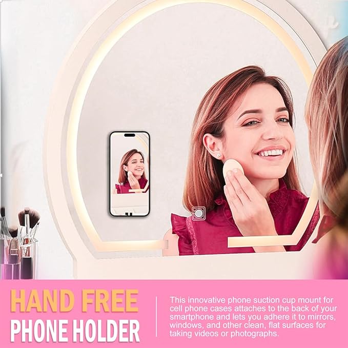 Silicone Suction Phone Holder Mount,Silicon Adhesive Phone Accessory for iPhone and Android, Hands-Free Mirror Shower Phone Holder,TikTok Videos and Selfies (White, Single Sided)