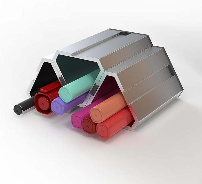 MOOY 1 peice Aluminum Alloy Pen Holder for Desk Office, Pen Organizer, Desk Tidy, FUSECUP, Tool-Free Assembly, Non-Slip Silicone Base, Customizable Pen Holder,1 Piece FUSECUP Holder with a Fuse-Rail