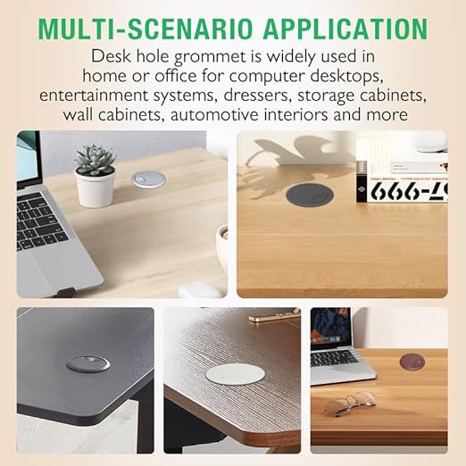5 Pcs Desk Grommet 2" / 50 mm, Desk Cord Hole Cover, Cable Grommet ABS Plastic, Desk Hole Grommet for Home & Office Pc, Detachable Adjustable Cable Cord Organizer-Black