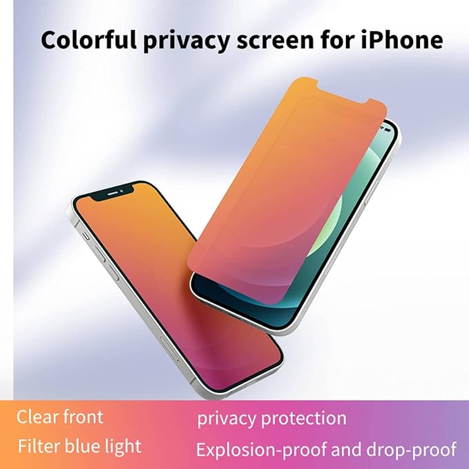 Privacy Screen Protector for iPhone 12 Pro max (6.7 inch)- Flexible film, Gradient Colorful, Anti-blue light, anti-glare, filter screenultraviolet