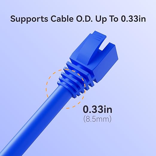 CableGeeker 100-Pack Cat7 / Cat8 RJ45 Strain Relief Boots, RJ45 Boot, Cat 6 Boot, Cat6 Ethernet Boots, Suitable for 8.5mm(0.33in) Ethernet Cables (Square-Press Blue)