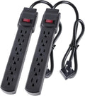 6-Outlet Surge Protector 2pk – 250 Joules, 2ft Cord, 15A/125V, 1875W Max – Right Angle Plug, Black – Home, Office, & Electronics Protection