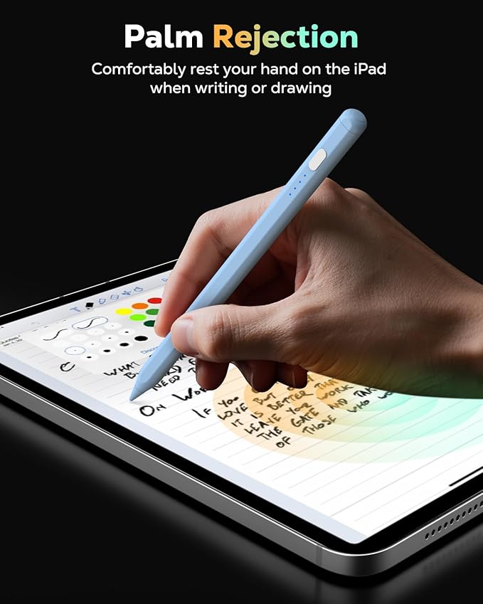 MoKo Pencil for iPad (A16) 11th 10th Gen, Stylus Pen for 2018-2025 Apple iPad 11/10/9/8/7/6/A16, Mini 7/6/5, Air M3/M2 11"/13"/5/4/3, Pro M4 13"/12.9"/11" Tilt Sensitivity, USB-C Fast Charging, Blue
